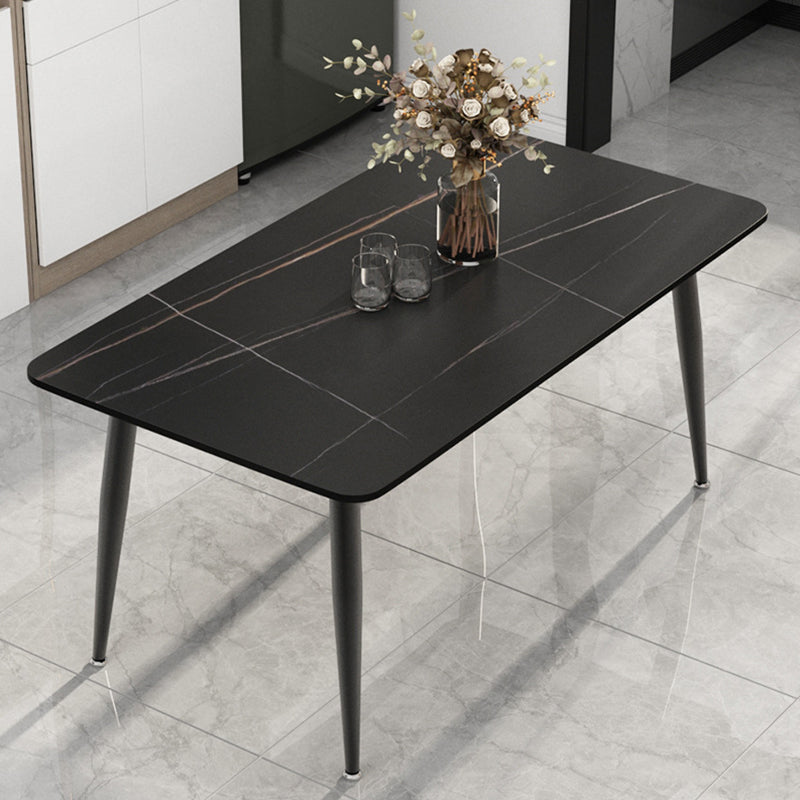 Modern Rectangle Stone Table Standard Height Dining Table with 4 Legs