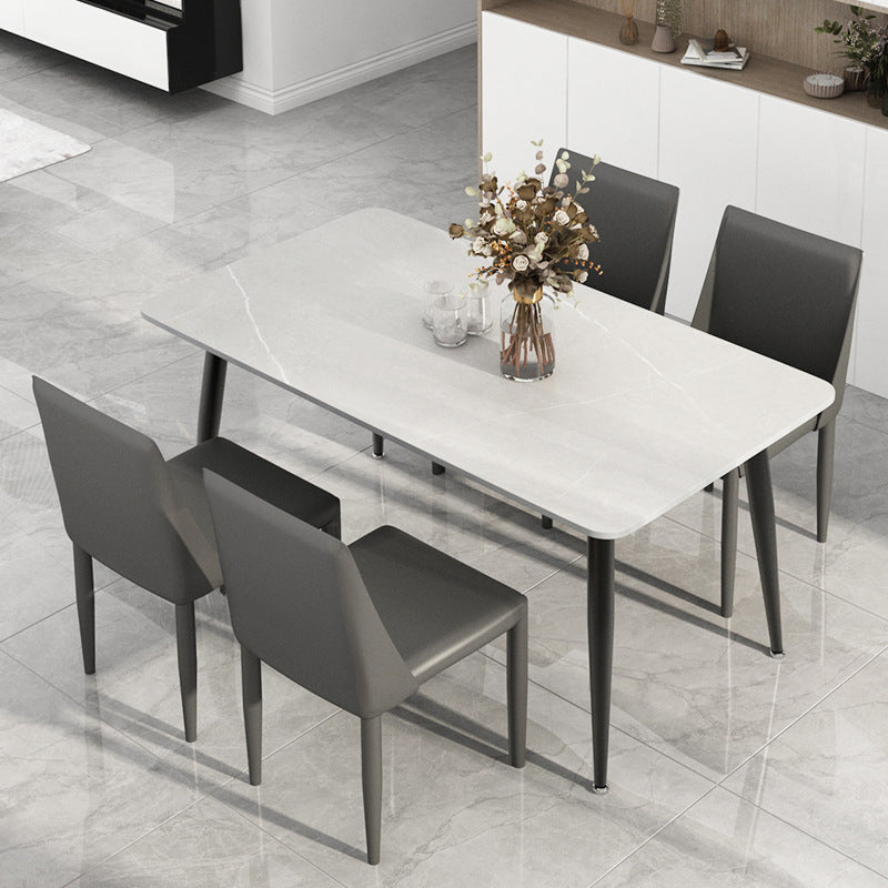 Modern Rectangle Stone Table Standard Height Dining Table with 4 Legs