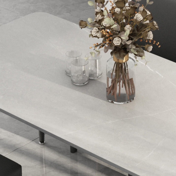 Modern Rectangle Stone Table Standard Height Dining Table with 4 Legs