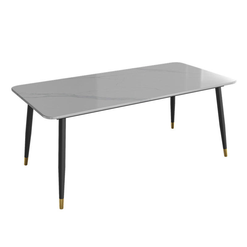 Modern White 72 in Marble Counter Table Rectangle Dining Table for Kitchen