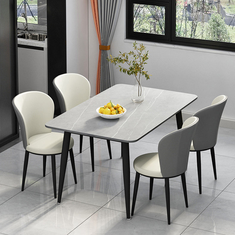 Rectangle Modern Stone Table Standard Height Table Dining Table with 4 Legs
