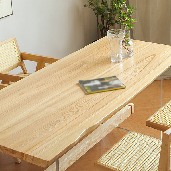 Modern Brown Wood Dining Table Rectangle Dining Table for Kitchen