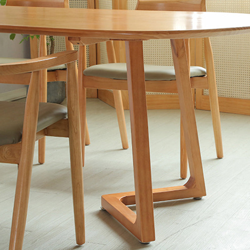 Modern Oval Pine Wood Dining Table Wood Base Home Dining Table