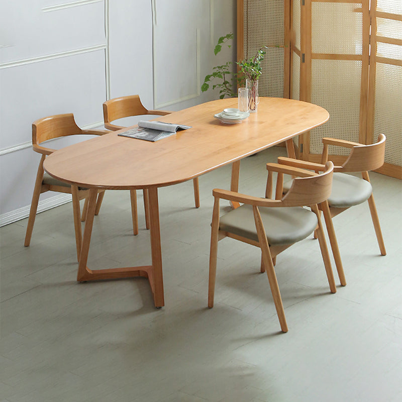 Modern Oval Pine Wood Dining Table Wood Base Home Dining Table