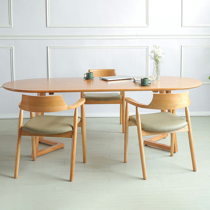 Modern Oval Pine Wood Dining Table Wood Base Home Dining Table