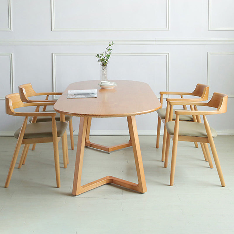 Modern Oval Pine Wood Dining Table Wood Base Home Dining Table