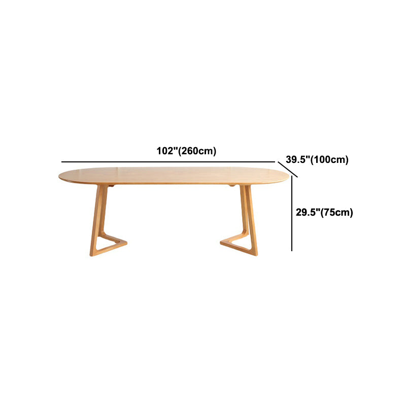 Modern Oval Pine Wood Dining Table Wood Base Home Dining Table