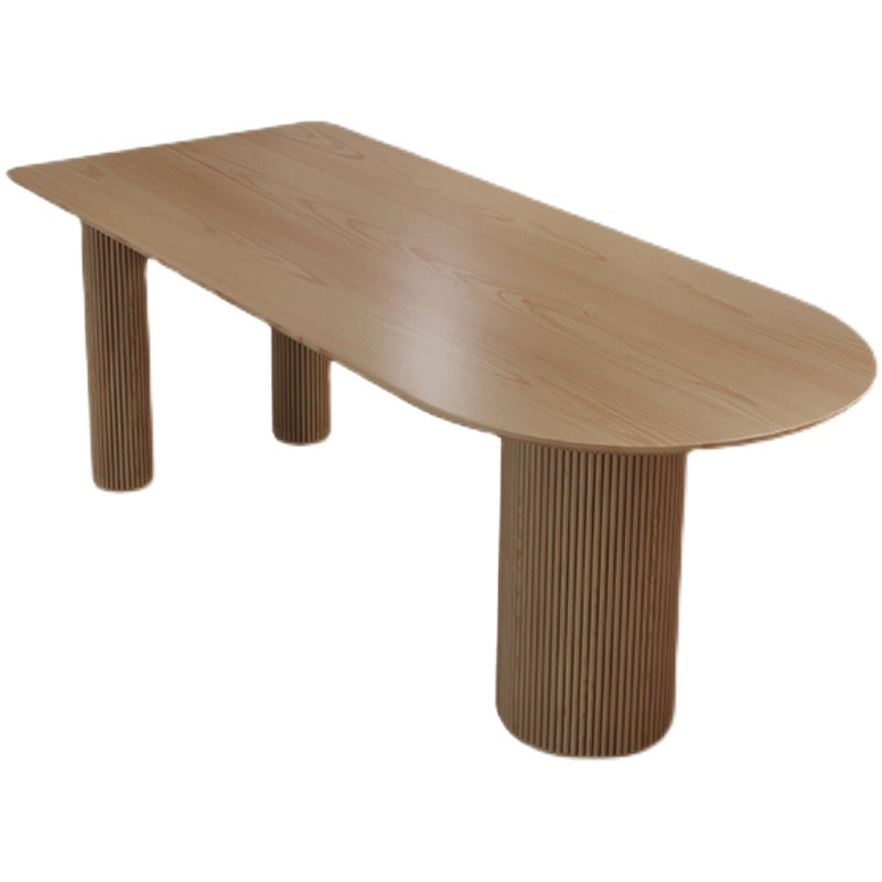 Contemporary Wood Top Oval Dinette Table Wood Pedestal Dining Table