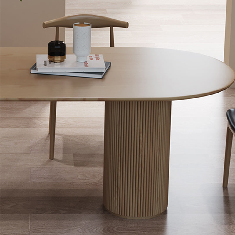 Contemporary Wood Top Oval Dinette Table Wood Pedestal Dining Table
