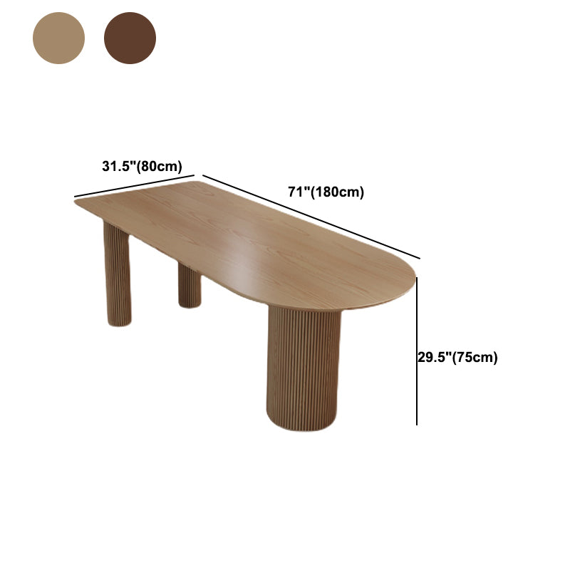 Contemporary Wood Top Oval Dinette Table Wood Pedestal Dining Table