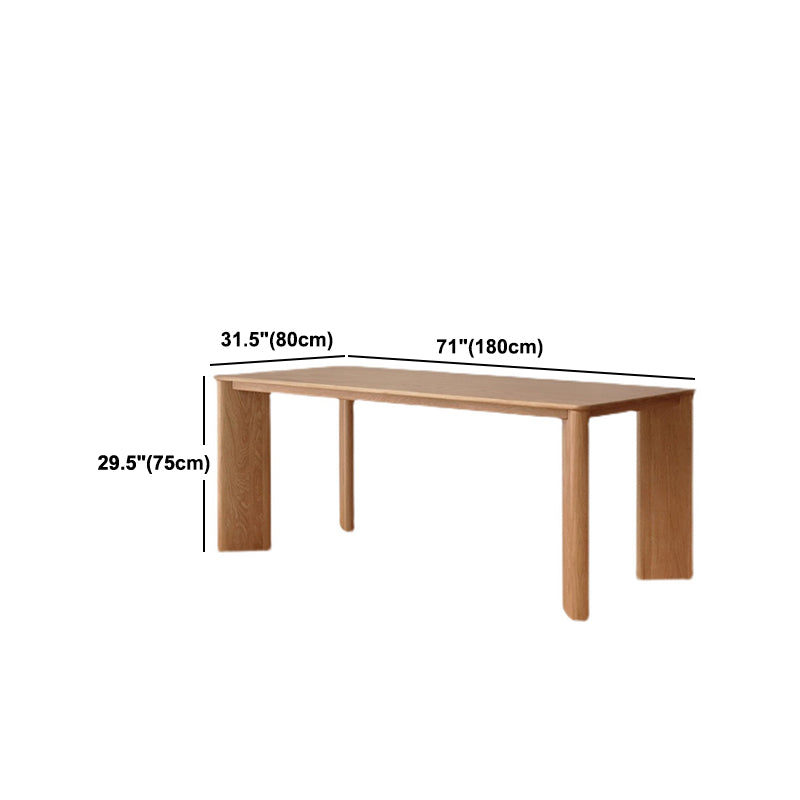 Solid Wood Contemporary Dining Table Rectangle Natural Table with 4 Legs