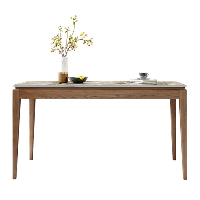 Midcentury Style Dining Table Rectangle Stone Dining Site Table for Home