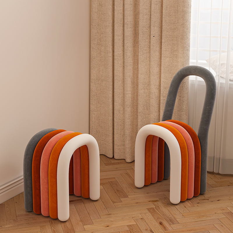 Modern Style Side Chair Velvet Open Back Armless Dining Chair for Home