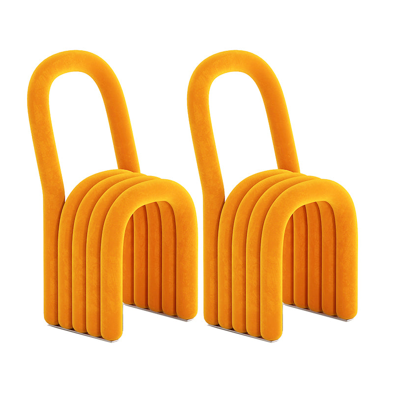 Modern Style Side Chair Velvet Open Back Armless Dining Chair for Home