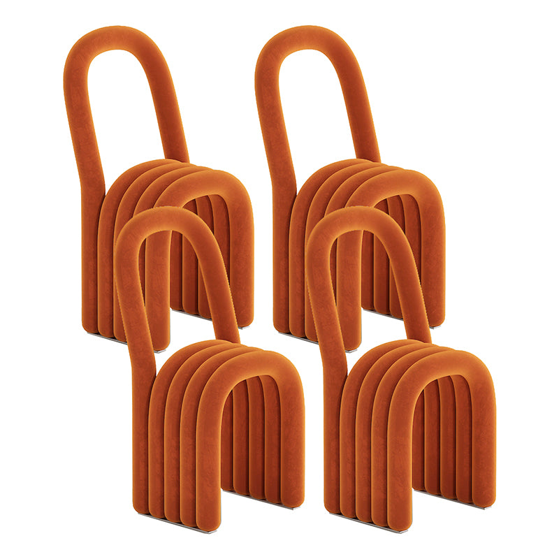 Modern Style Side Chair Velvet Open Back Armless Dining Chair for Home