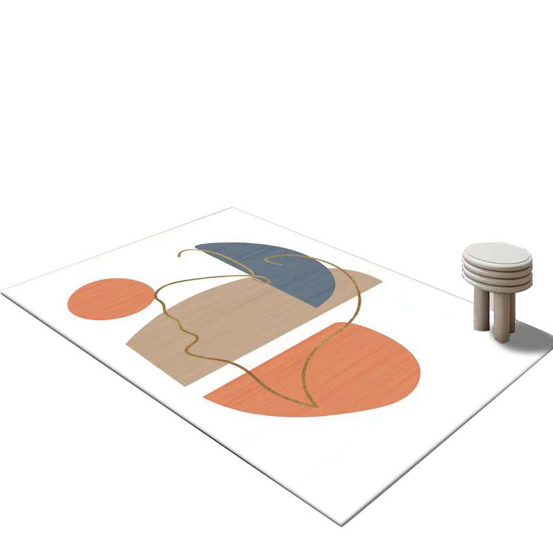 Orange Modern Rug Polyester Color Piece Rug Stain Resistant Rug for Living Room