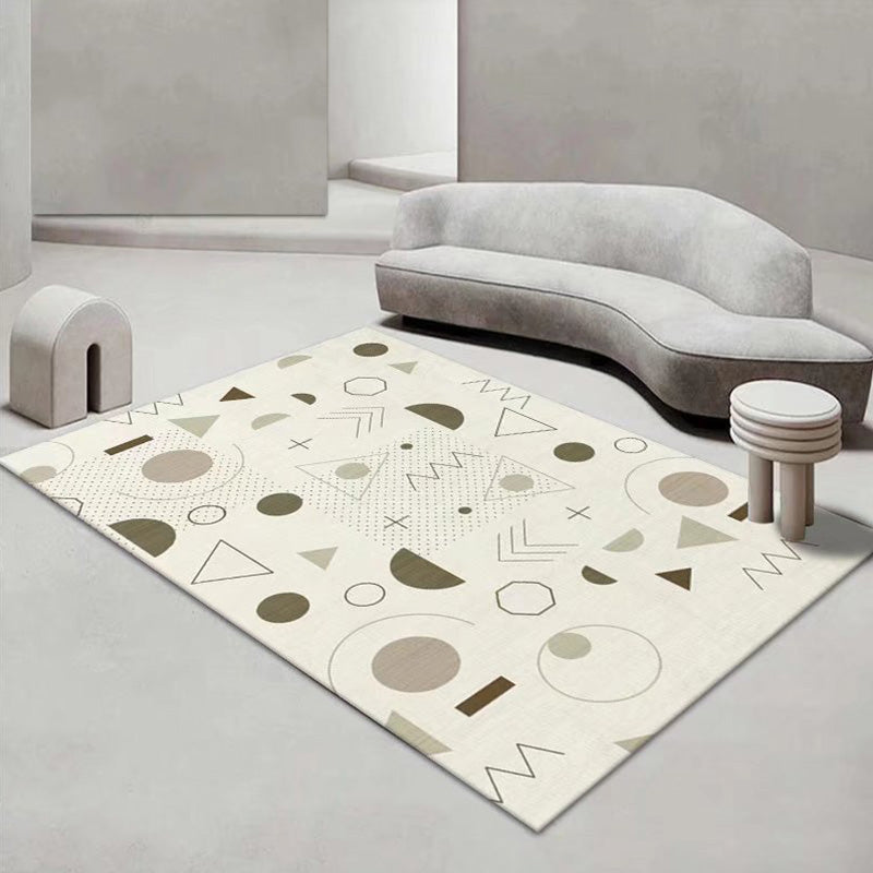 Orange Modern Rug Polyester Color Piece Rug Stain Resistant Rug for Living Room