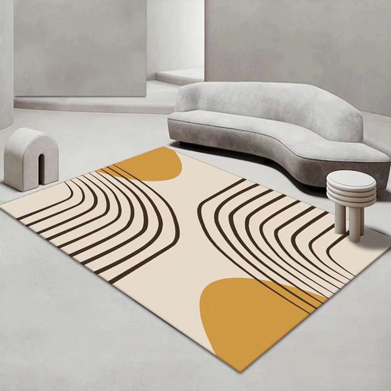 Orange Modern Rug Polyester Color Piece Rug Stain Resistant Rug for Living Room