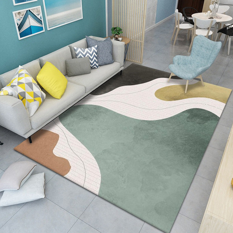 Grey Modern Rug Polyester Hexagon Rug Washable Rug for Drawing Room