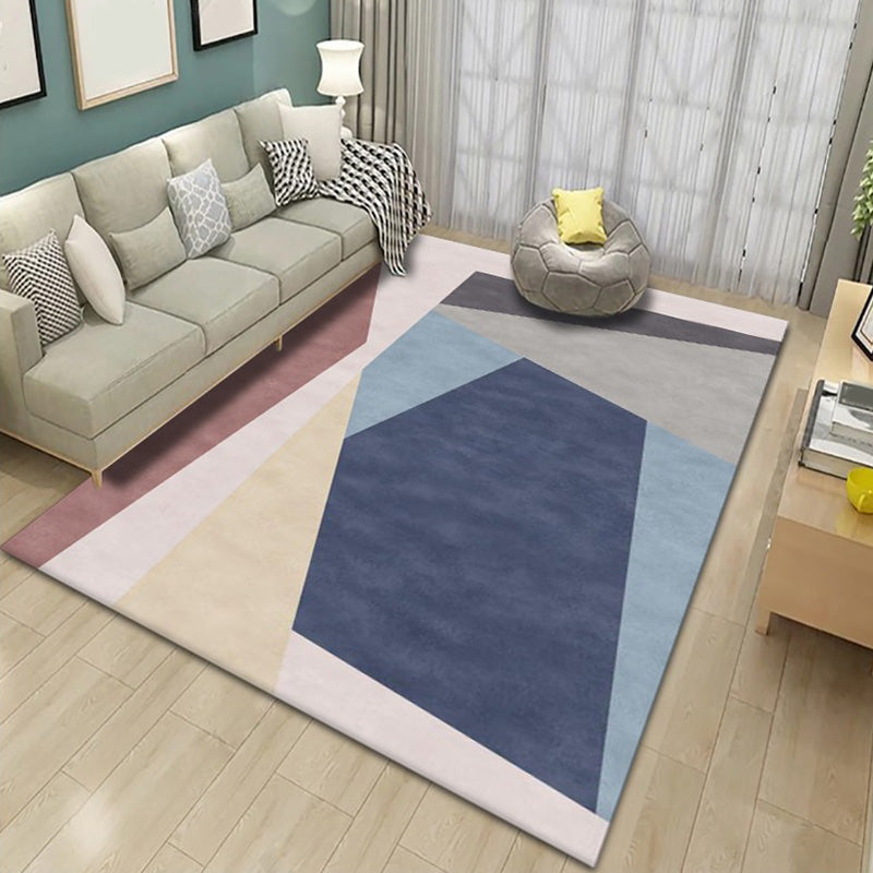 Grey Modern Rug Polyester Hexagon Rug Washable Rug for Drawing Room