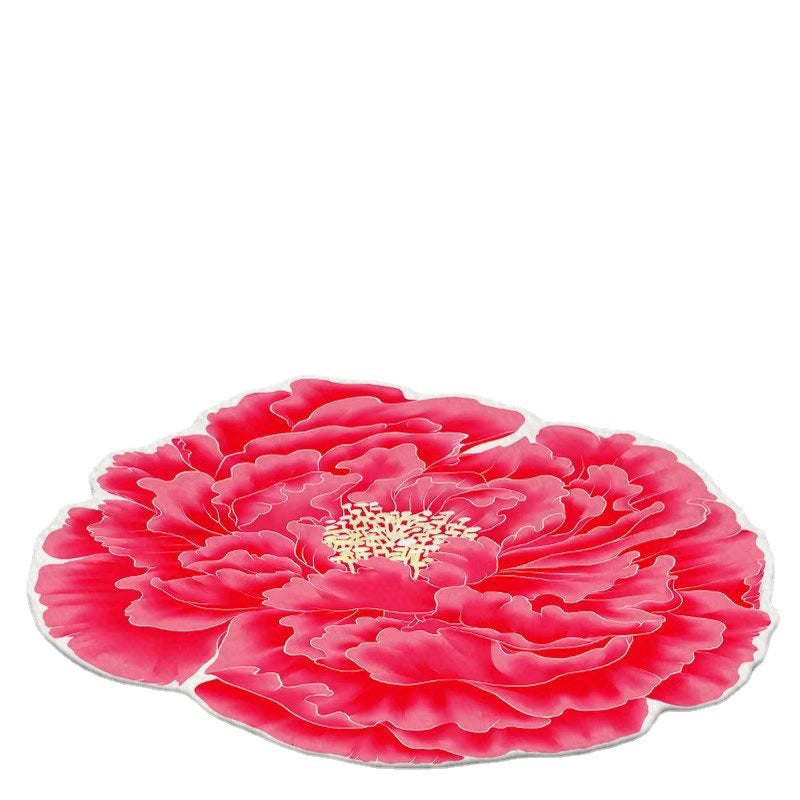 Yellow Flower Carpet Polyester Casual Carpet Washable Rug for Living Room