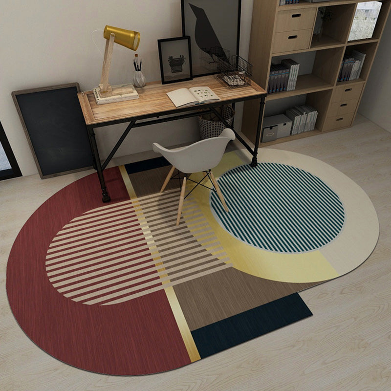 Red Simple Rug Polyester Cock Area Rug Stain Resistant Rug for Living Room