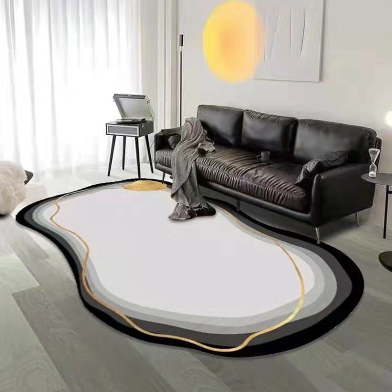 Brown Casual Rug Polyester Contrast Color Indoor Rug Non-Slip Backing Rug for Living Room