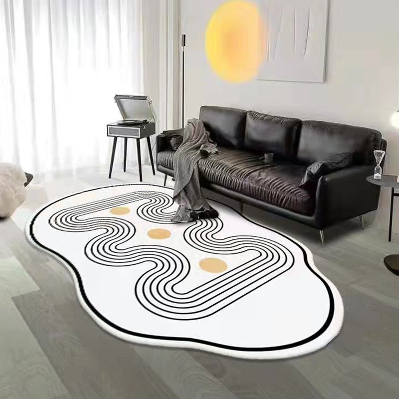 Brown Casual Rug Polyester Contrast Color Indoor Rug Non-Slip Backing Rug for Living Room