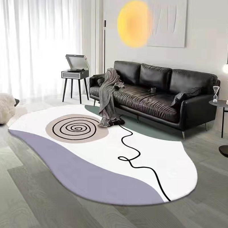 Brown Casual Rug Polyester Contrast Color Indoor Rug Non-Slip Backing Rug for Living Room