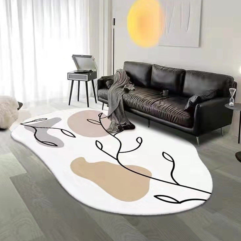 Brown Casual Rug Polyester Contrast Color Indoor Rug Non-Slip Backing Rug for Living Room