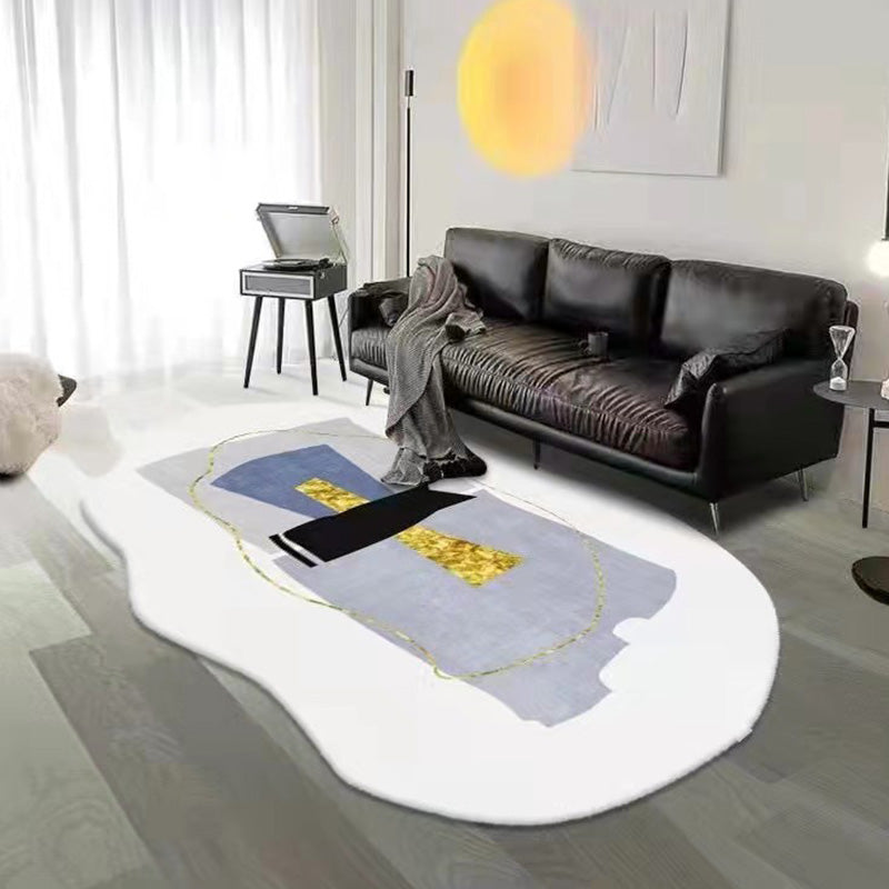 Brown Casual Rug Polyester Contrast Color Indoor Rug Non-Slip Backing Rug for Living Room