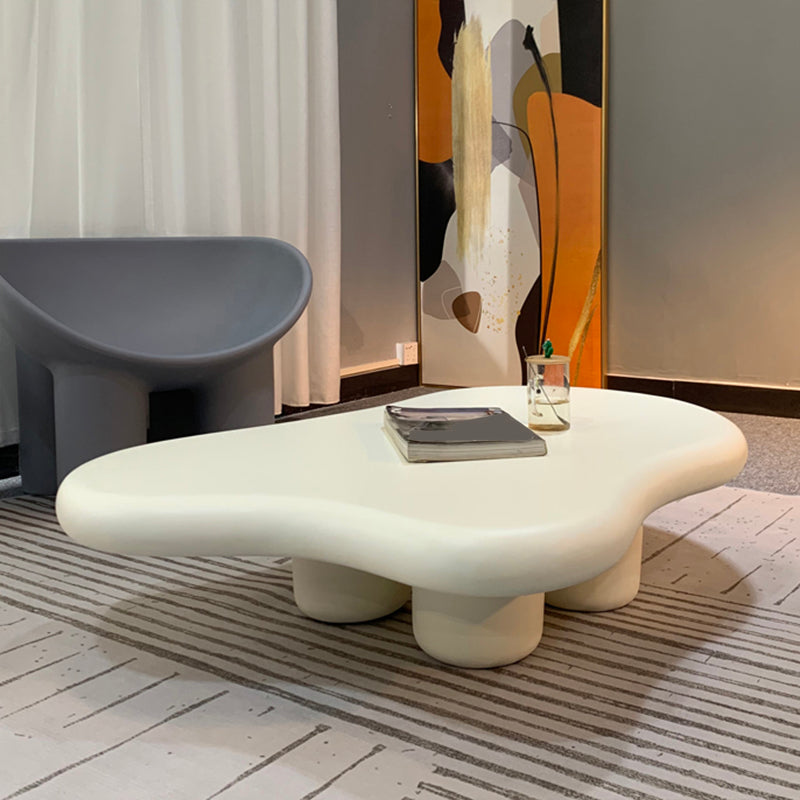 Modern Glass Steel Coffee Table with Four Legs Cocktail Table for Living Room