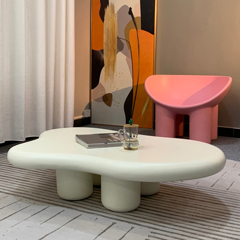 Modern Glass Steel Coffee Table with Four Legs Cocktail Table for Living Room