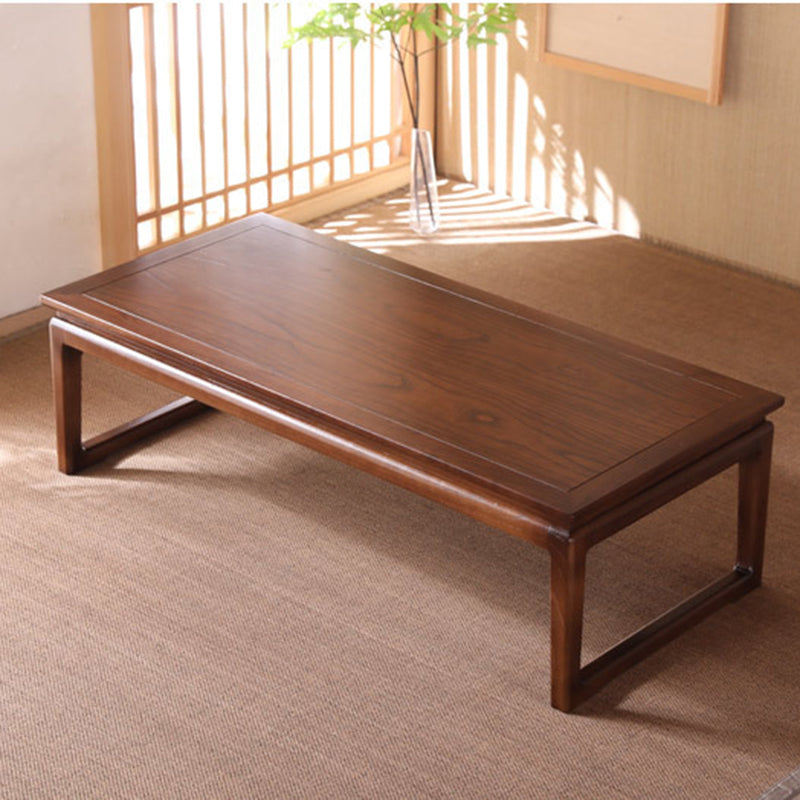 Modern Style Elm Wood Sleigh Shaped Base Design Rectangular Coffee Table