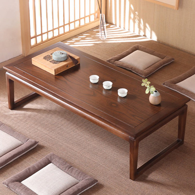 Modern Style Elm Wood Sleigh Shaped Base Design Rectangular Coffee Table