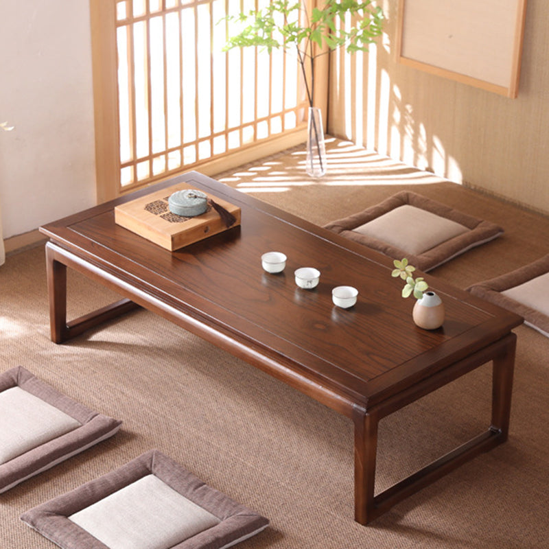 Modern Style Elm Wood Sleigh Shaped Base Design Rectangular Coffee Table