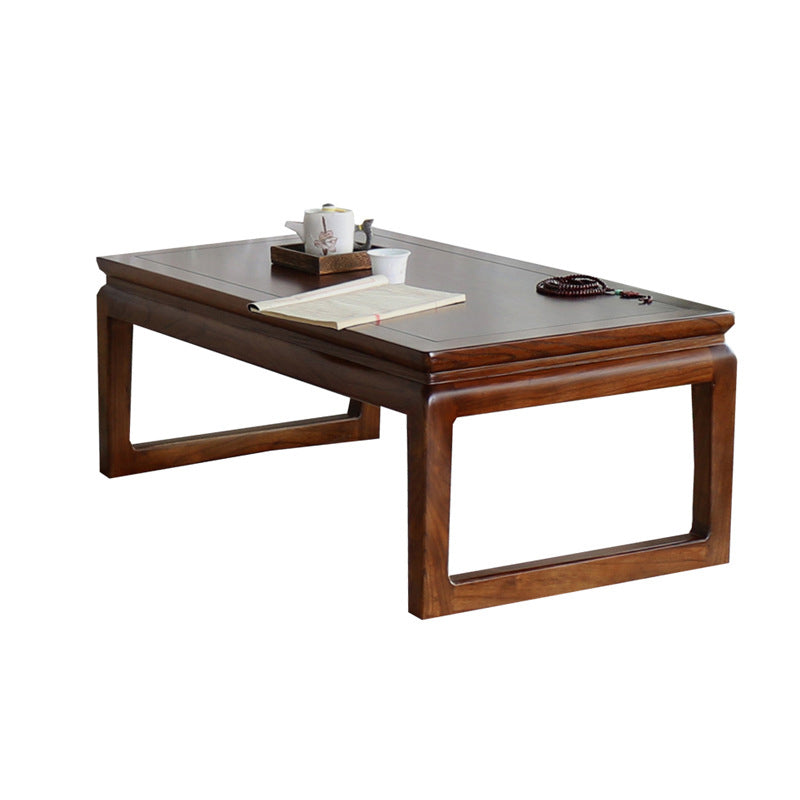 Modern Style Elm Wood Sleigh Shaped Base Design Rectangular Coffee Table