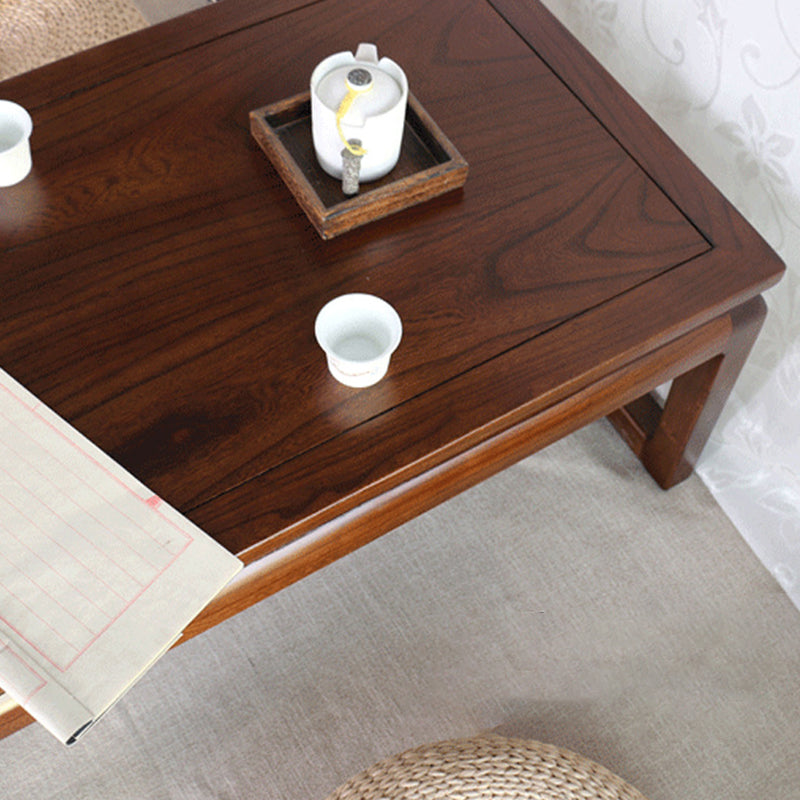 Modern Style Elm Wood Sleigh Shaped Base Design Rectangular Coffee Table