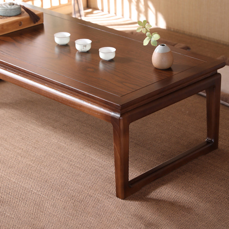 Modern Style Elm Wood Sleigh Shaped Base Design Rectangular Coffee Table