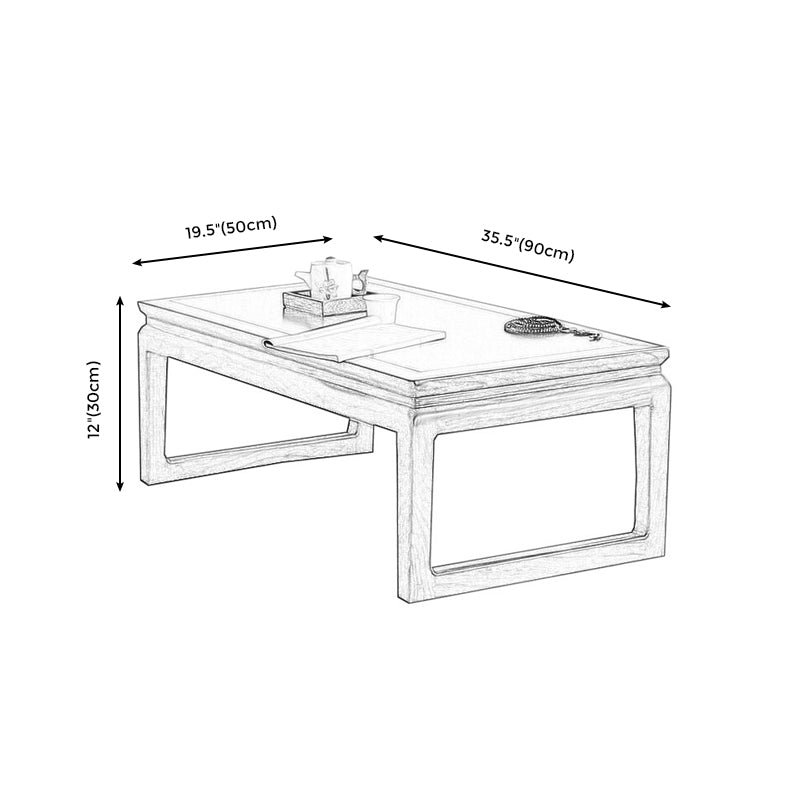 Modern Style Elm Wood Sleigh Shaped Base Design Rectangular Coffee Table