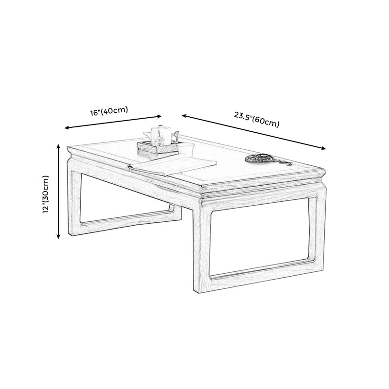 Modern Style Elm Wood Sleigh Shaped Base Design Rectangular Coffee Table