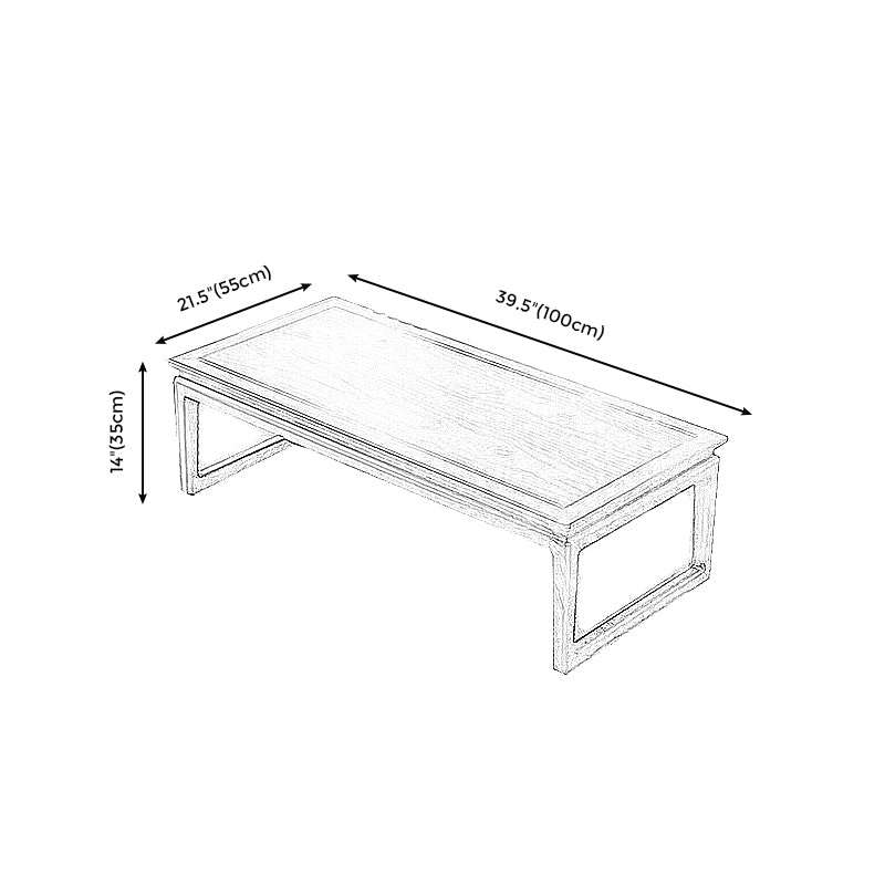 Modern Style Elm Wood Sleigh Shaped Base Design Rectangular Coffee Table