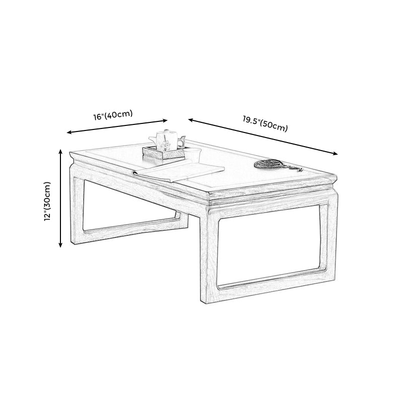 Modern Style Elm Wood Sleigh Shaped Base Design Rectangular Coffee Table