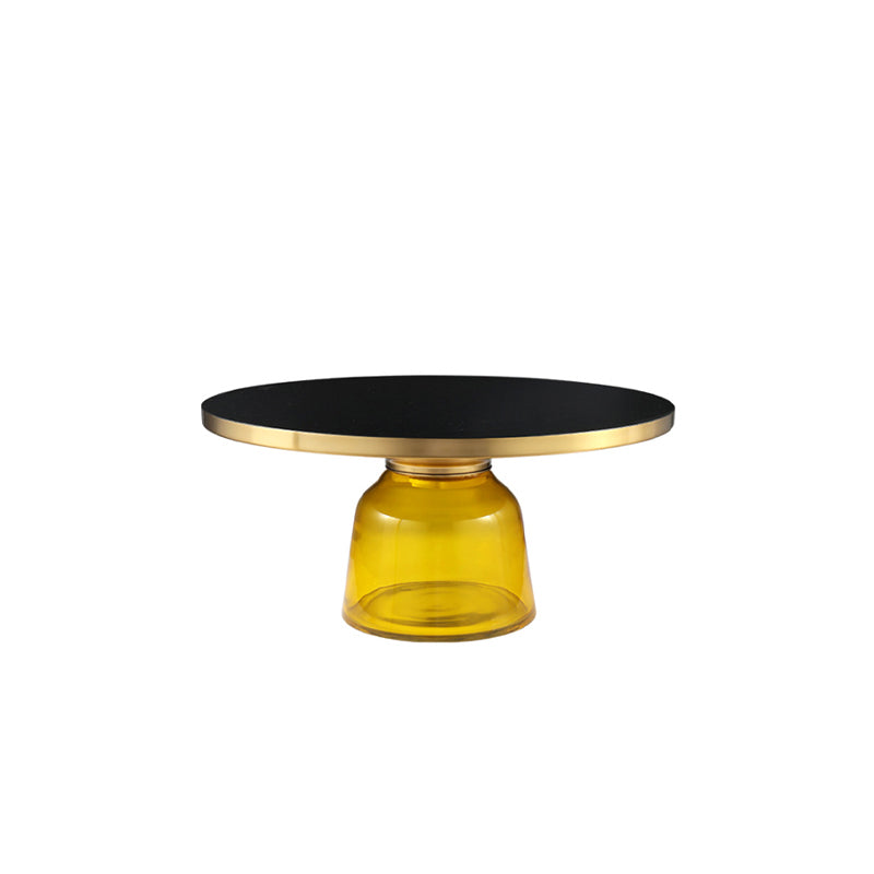 Modernism Pedestal 1 Single Coffee Table Round Glass Cocktail Table