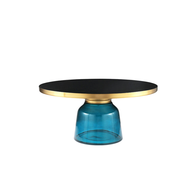Modernism Pedestal 1 Single Coffee Table Round Glass Cocktail Table