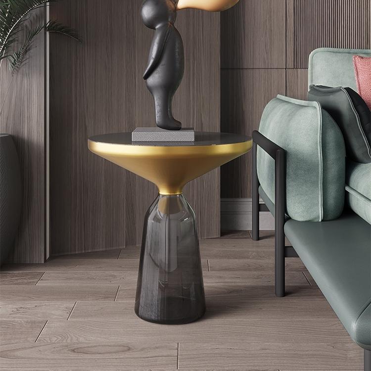 Modernism Pedestal 1 Single Coffee Table Round Glass Cocktail Table