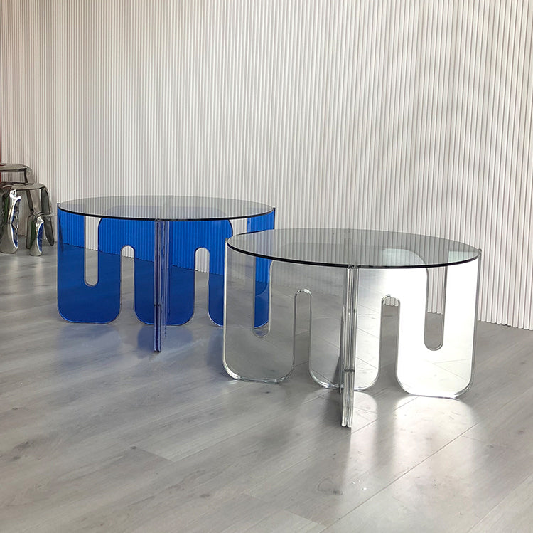 Acrylic Round Coffee Table Clear Cocktail Table for Living Room