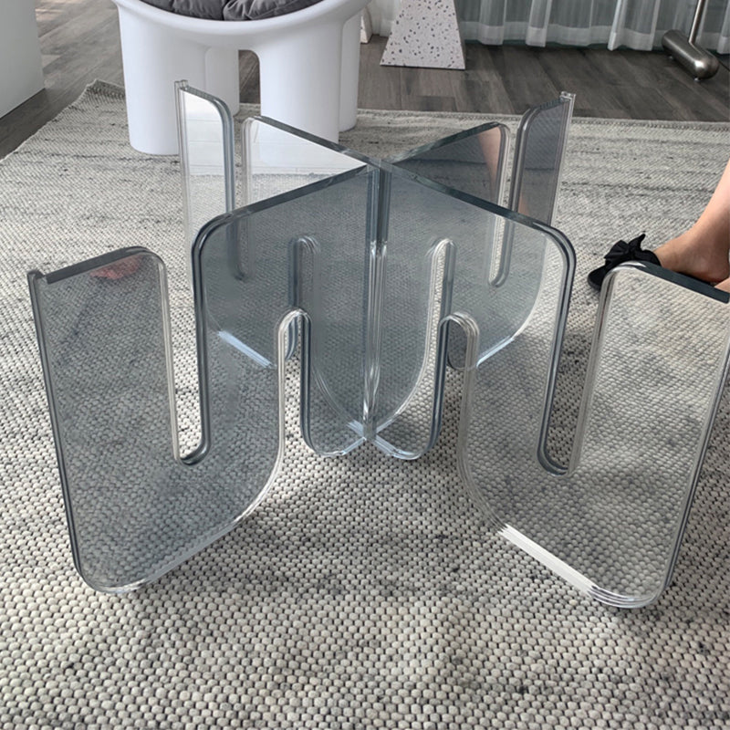 Acrylic Round Coffee Table Clear Cocktail Table for Living Room