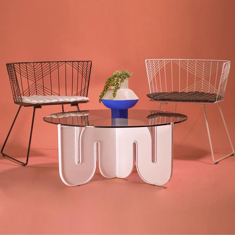 Acrylic Round Coffee Table Clear Cocktail Table for Living Room