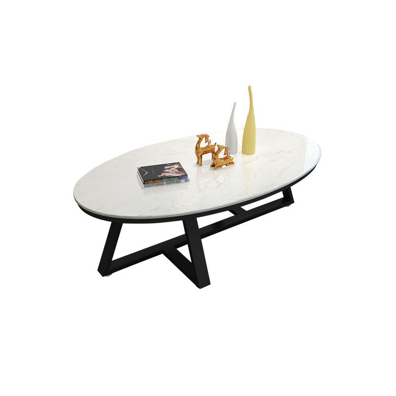 Modern Faux Marble Oval Coffee Table with Black/grey/white Top